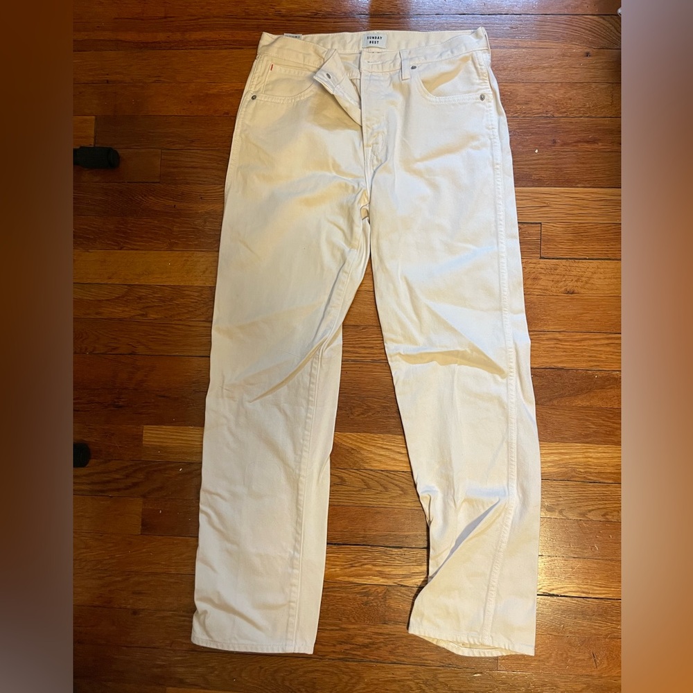 Sunday Best Cream Straight Leg Jeans